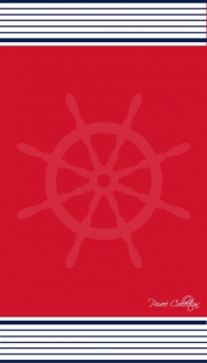 Drap-de-plage-jacquard-en-coton-velours-90-x-170-cm-marin-rouge