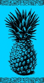 Drap-de-plage-jacquard-en-coton-85-x-160-cm-ananas-bleu